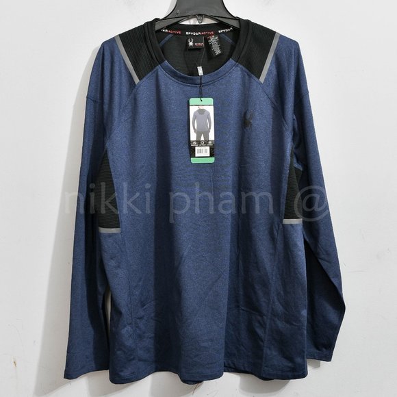 Spyder Active Men’s Long Sleeve T-Shirt  in blue - Picture 2 of 4